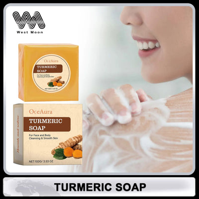 Turmeric Soap Deep Cleaning Body Acne Remove Pimples Dark Spots Whitening bar