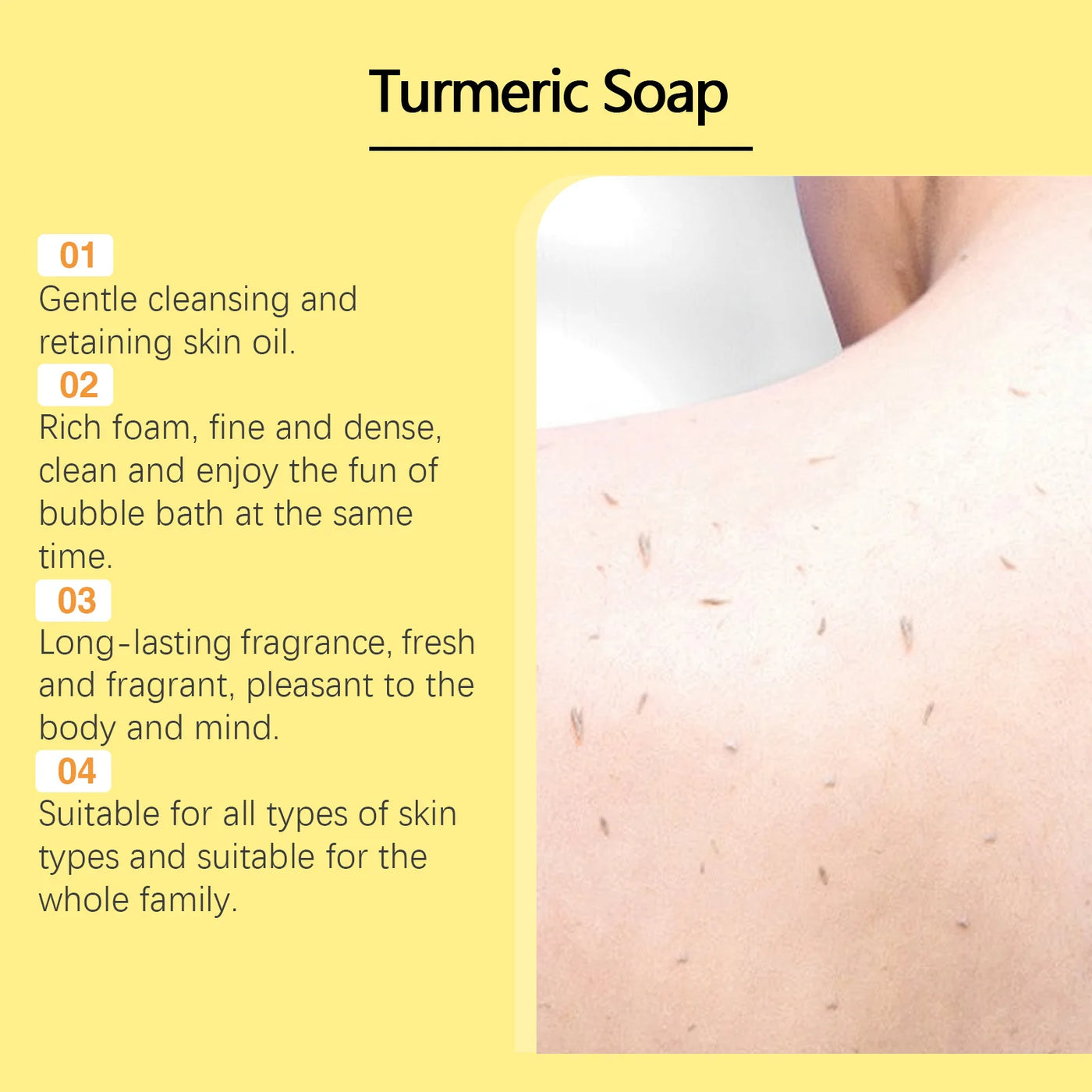 Turmeric Soap Deep Cleaning Body Acne Remove Pimples Dark Spots Whitening bar