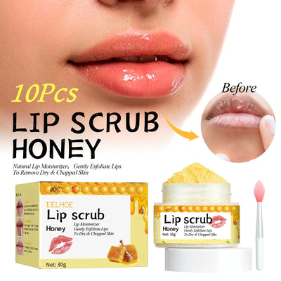 Honey Lip Scrub Cream Softening Keratin Removing Dead Skin Preventing Dryness And Cracking Nourishing Moisturizing Lip Care Set