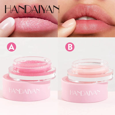 HANDAIYAN Lip Exfoliator Moisturizer Lip Repair Mask Sugar Scrub 2 in 1 Double Effected Exfoliating Lip Scrub Balm