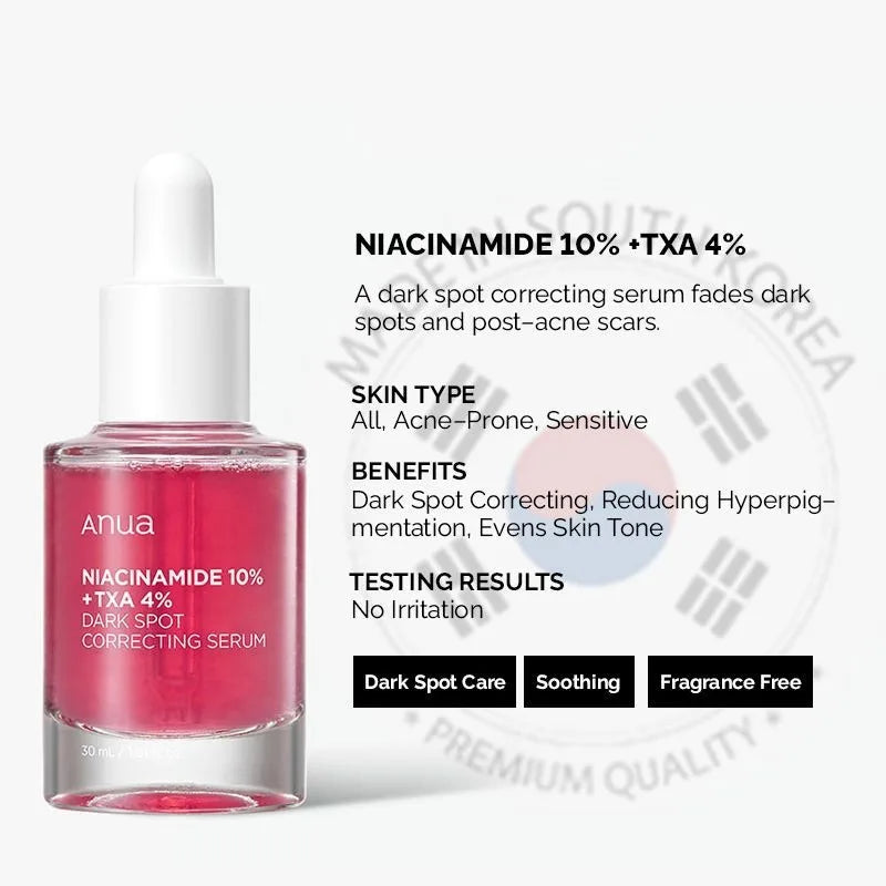 Anua Whitening Booster Set Even Skin Tone Niacinamide 10% + TXA + Peach 70 Niacin Serum Acne Remover