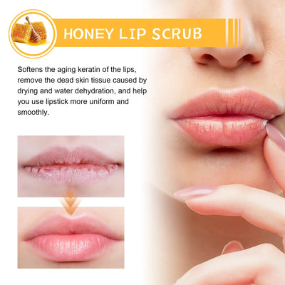 Honey Lip Scrub Cream Softening Keratin Removing Dead Skin Preventing Dryness And Cracking Nourishing Moisturizing Lip Care Set